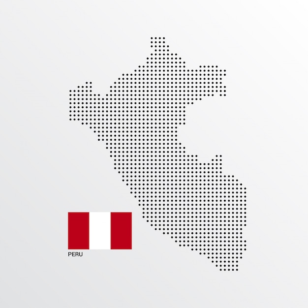 Peru Kaartontwerp met vlag en lichte achtergrond vector