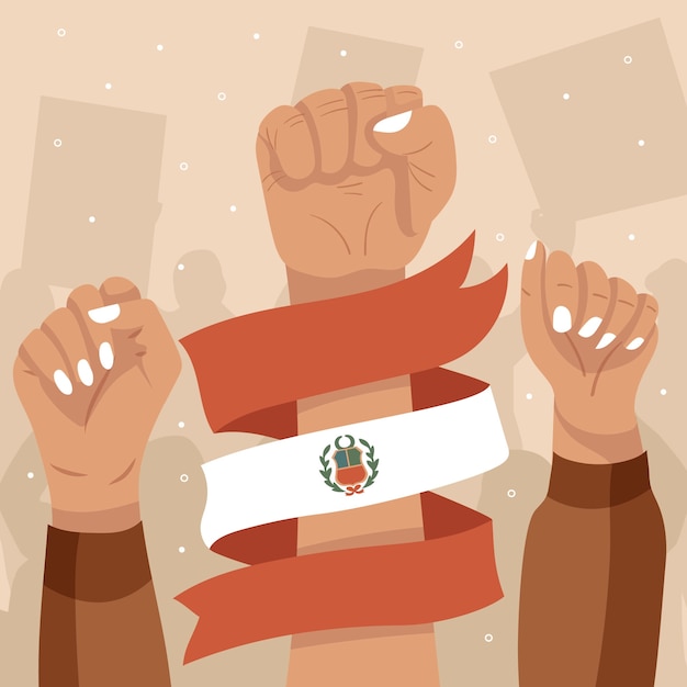 Gratis vector peru latino-amerikaanse protesten illustratie