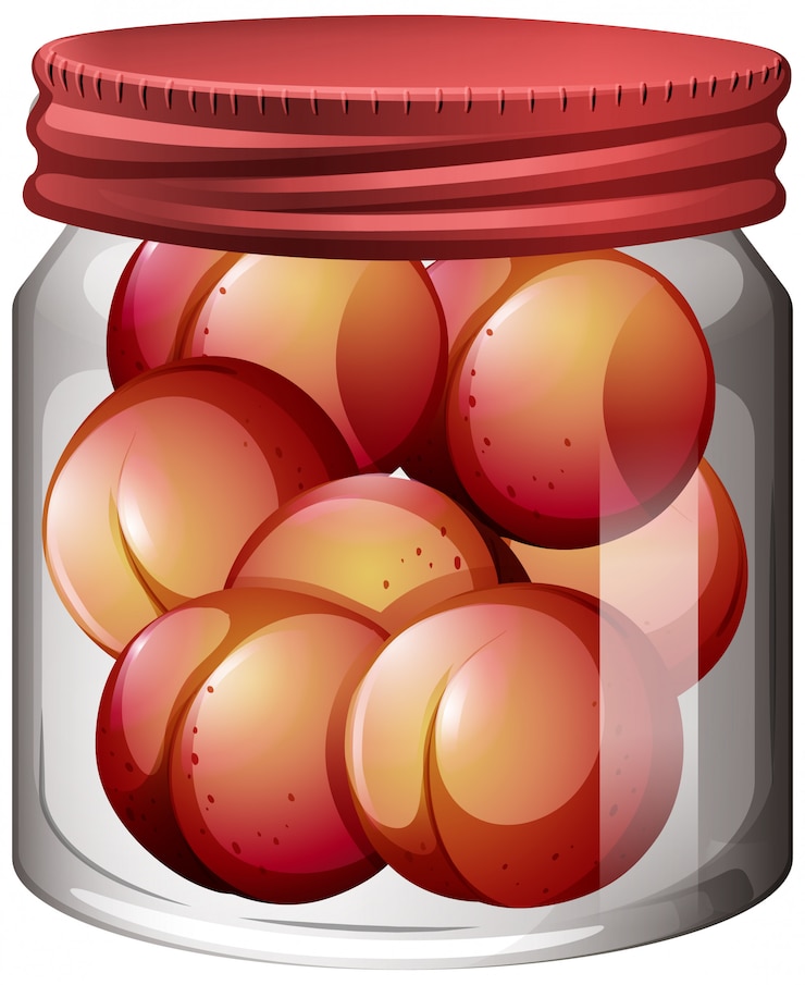 Gratis Vector perzik in de glazen pot