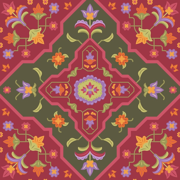 Gratis vector perzisch tapijt in plat ontwerp