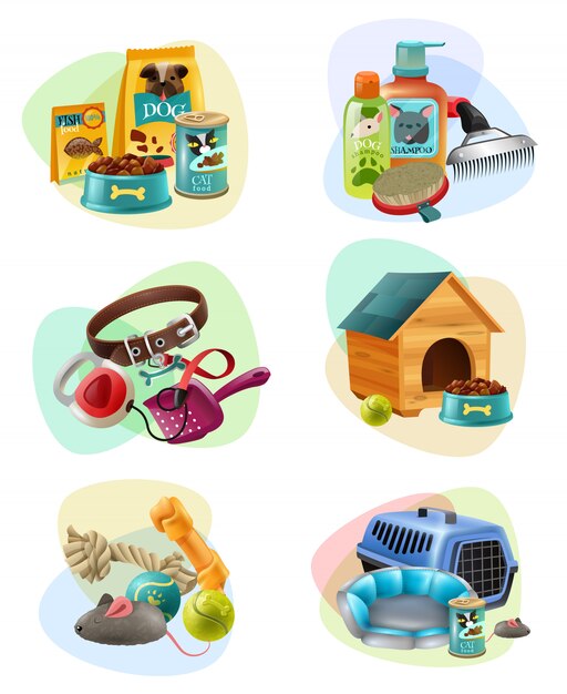 Pet Care Concept samenstelling Icons Set