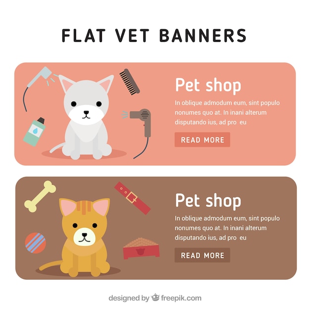 Gratis vector pet shop banners in vlakke stijl