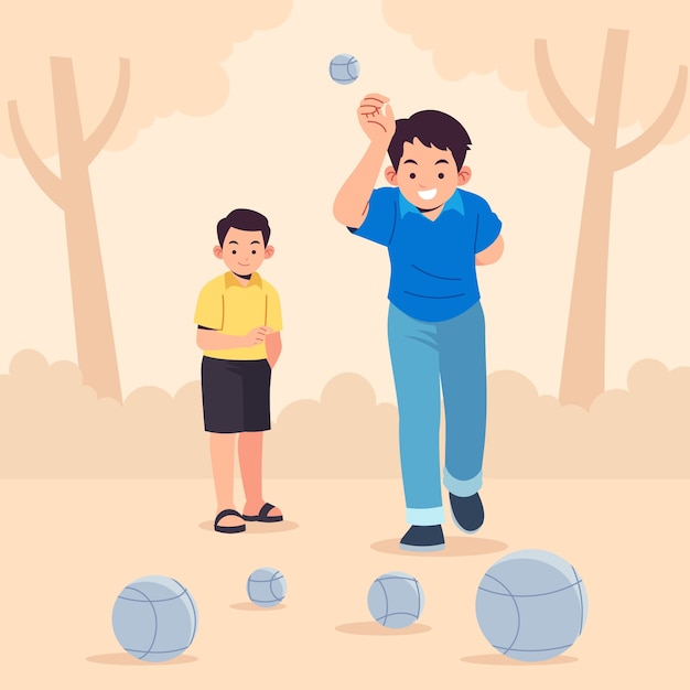 Gratis vector petanque sport illustratie