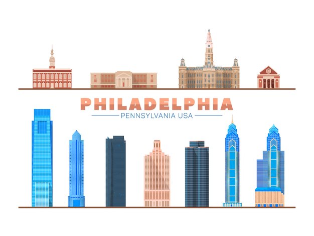 Philadelphia Pennsylvania USA city landmark Vector Illustratie Zakelijk reizen en toerisme concept met moderne gebouwen Afbeelding voor presentatie banner website
