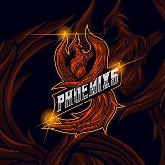Phoenix esport logo ontwerp sjabloon vectorillustratie