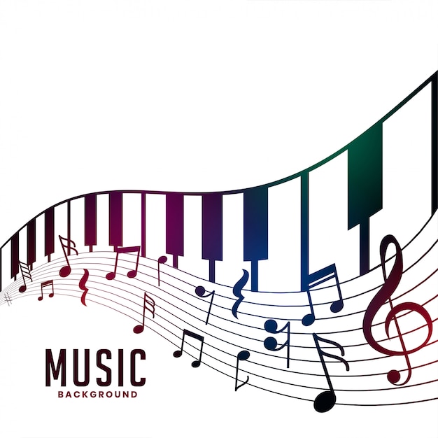 Gratis vector piano en muzieknoten akkoordachtergrond