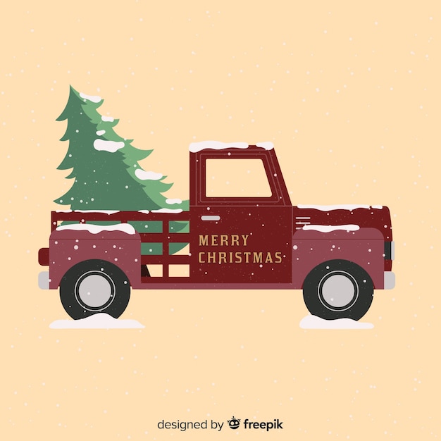 Pick-up truck met kerstboom