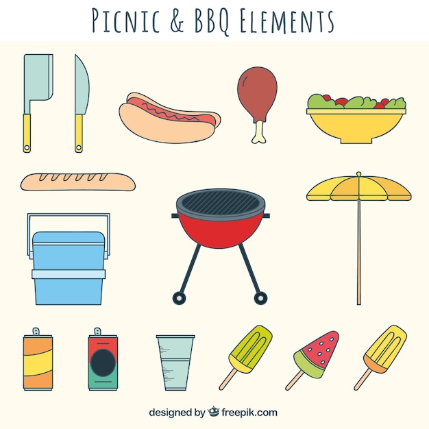 Picknick en bbq element collectie