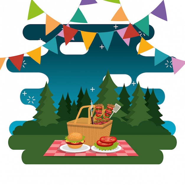 Gratis vector picknick feest feest scène