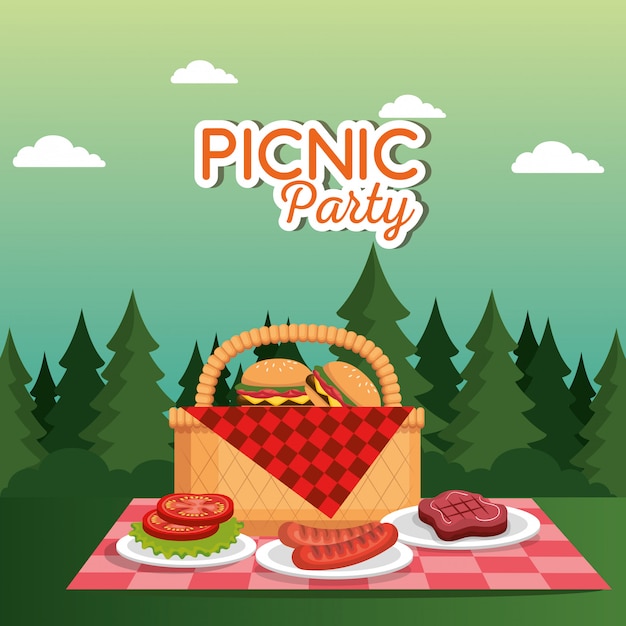 Gratis vector picknick feest feest scène