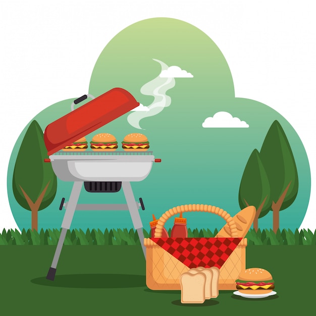 Gratis vector picknick feest feest scène