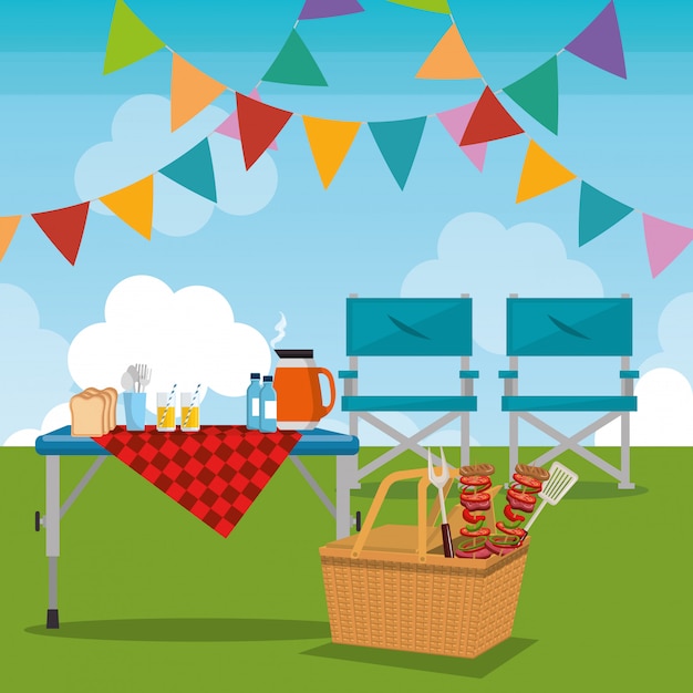 Gratis vector picknick feest feest scène