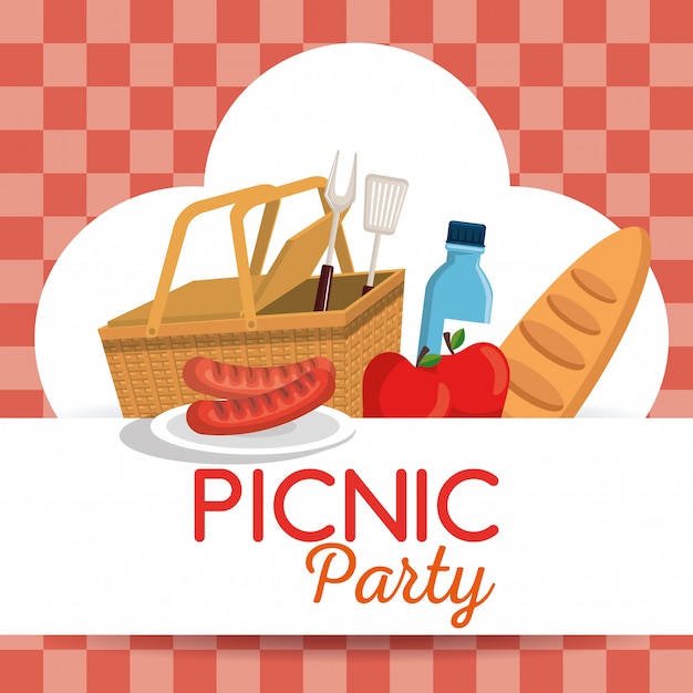 Gratis vector picknick feest uitnodiging set pictogrammen