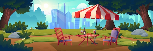 Gratis vector picknick in het stadspark.