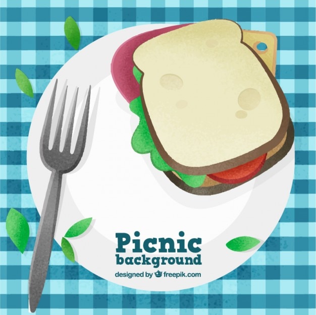 Gratis vector picknick met heerlijke sandwich achtergrond