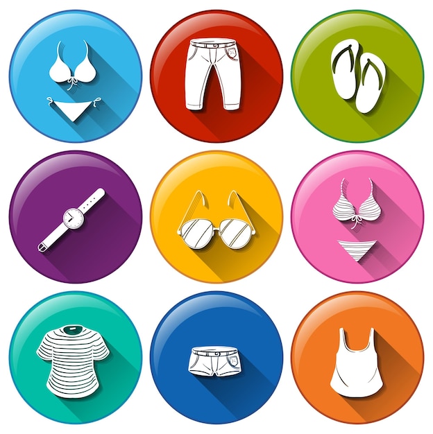 Gratis vector pictogrammen met de verschillende kleding