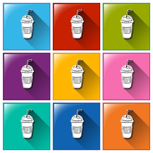 Gratis vector pictogrammen met koude koffie