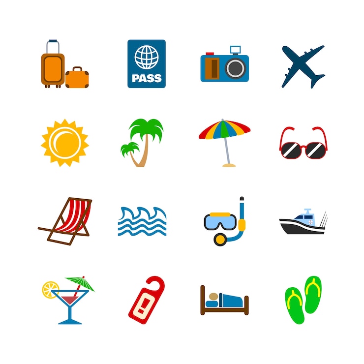 Gratis Vector pictogrammen van de zomer collectie