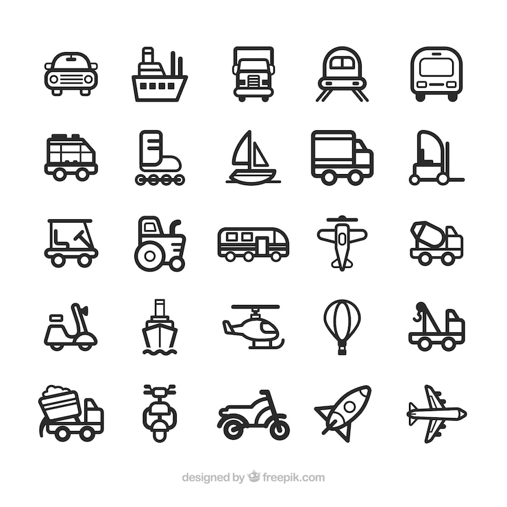 Gratis Vector pictogrammen van het vervoer