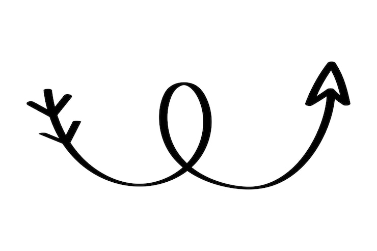 Gratis Vector pijl met de hand getekende krullende vorm