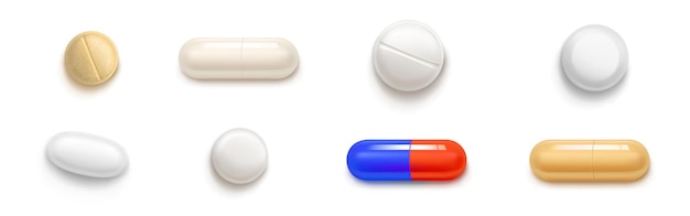 Pillen tabletten en medicijnen medicijnen capsules set