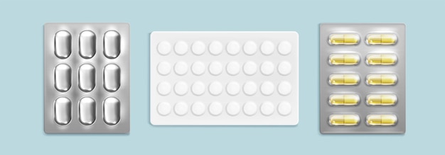 Pillenblister met geneesmiddelen realistisch 3d-model