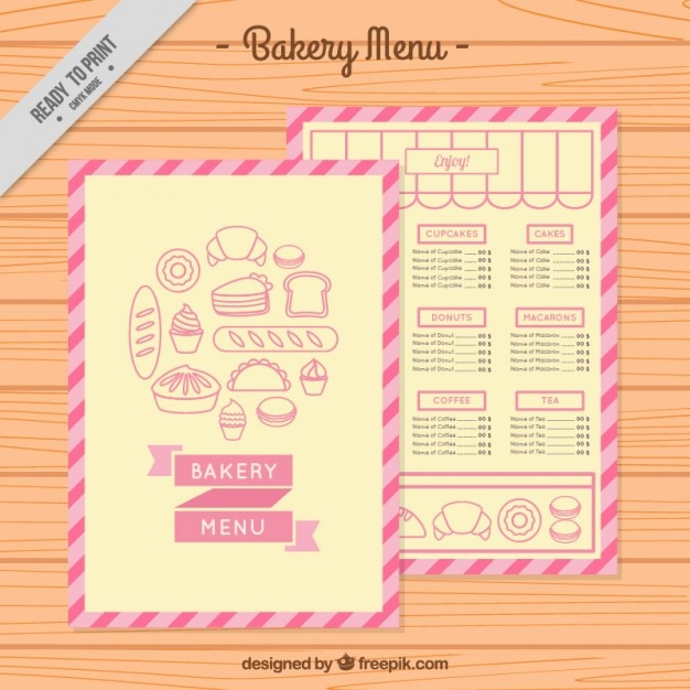 Pink bakkerij menu