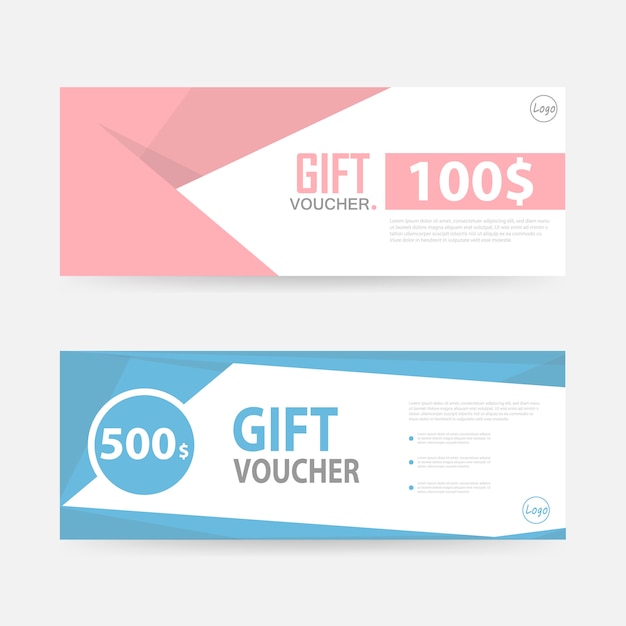 Pink blue gift voucher sjabloon met patroon