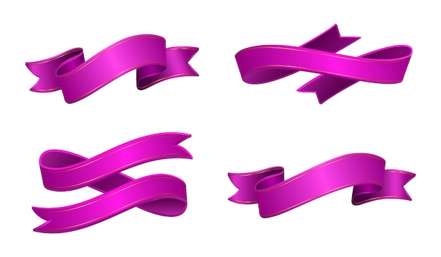 Gratis vector pink ribbons design set vector illustratie