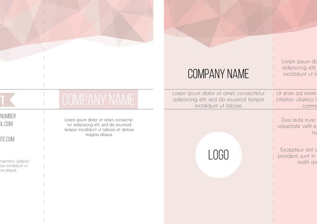 Gratis vector pink veelhoekige trifold template