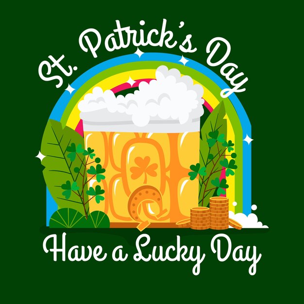 Gratis vector pint bier en regenboog st. patrick's dag