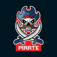 Gratis vector piraat mascotte logo sjabloon