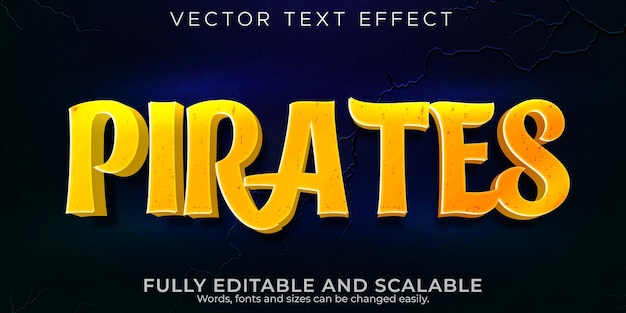 Gratis vector piraten-teksteffect, bewerkbare cartoon en komische tekststijl