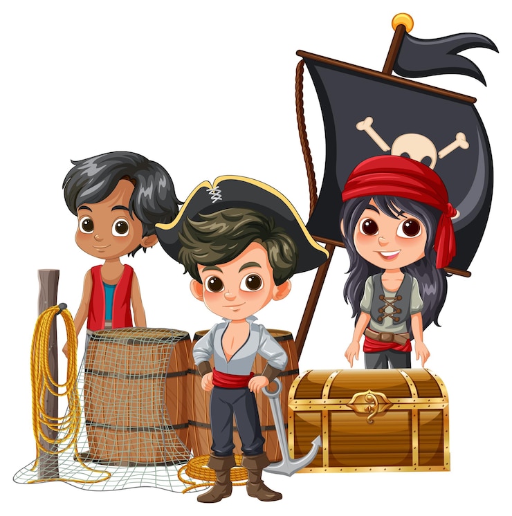 Gratis Vector piratenavontuur met vrienden