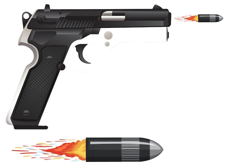 Gratis Vector pistool en kogel in brand