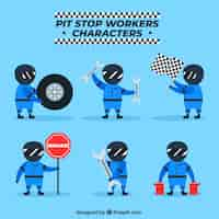 Gratis vector pit stop werknemers karakters