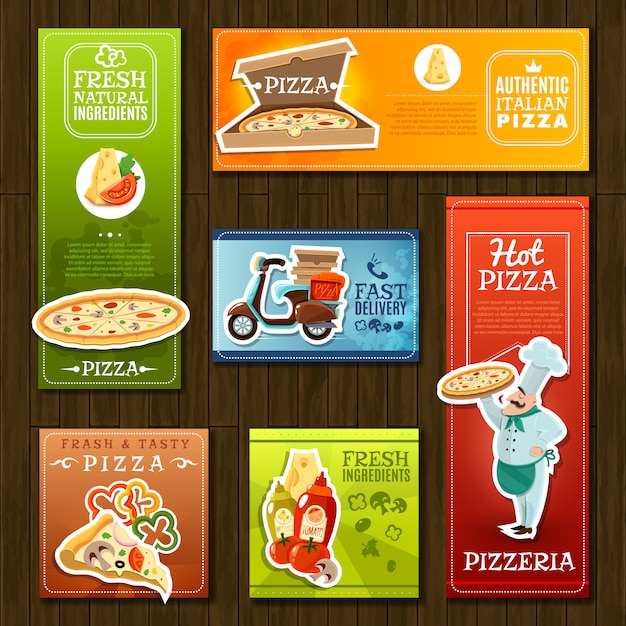 Gratis vector pizza banners set