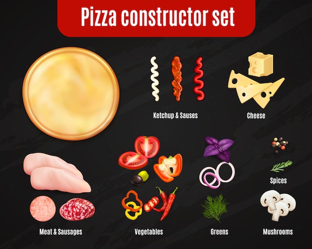 Pizza Constructor realistische Set