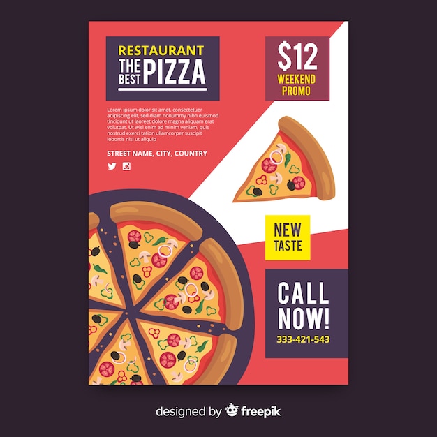 Gratis vector pizza flyer sjabloon