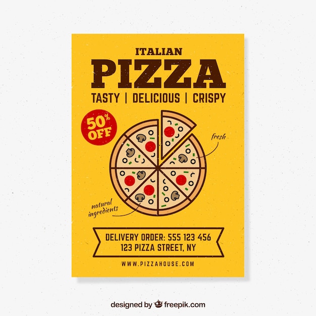 Pizza gele kortingsbrochure