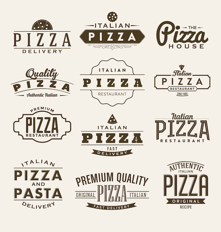 Gratis Vector pizza labels collectie