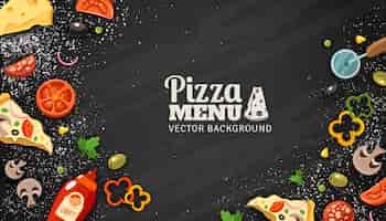 Gratis vector pizza menu chalkboard achtergrond