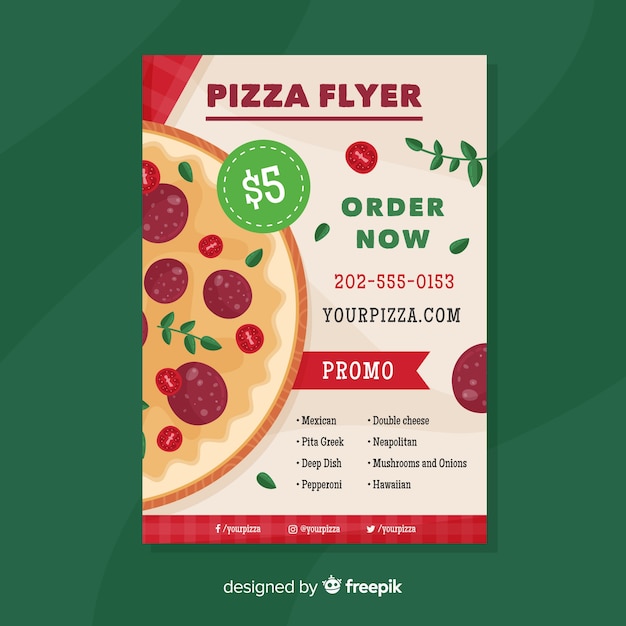 Gratis vector pizza poster sjabloon