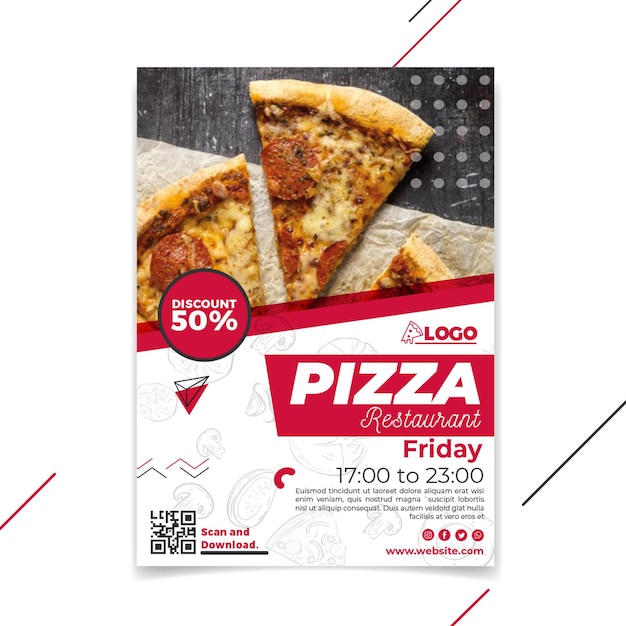 Gratis vector pizza restaurant verticale flyer