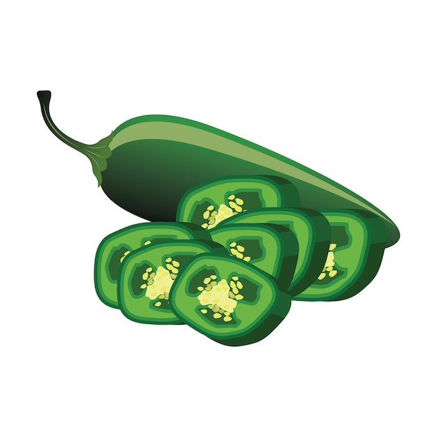 Gratis vector plakjes ruwe jalapeno peper. vector illustratie