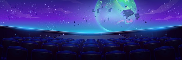 Planetariuminterieur met enorm bolvormig display