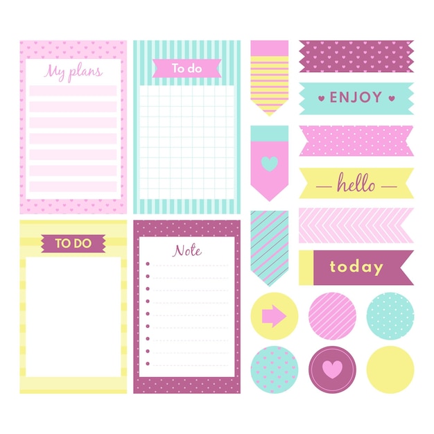 Gratis vector planner plakboek set