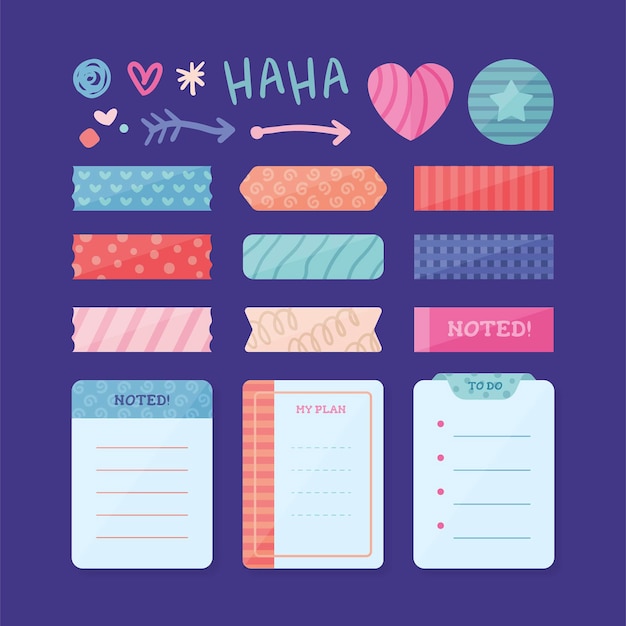 Gratis vector planner plakboek set