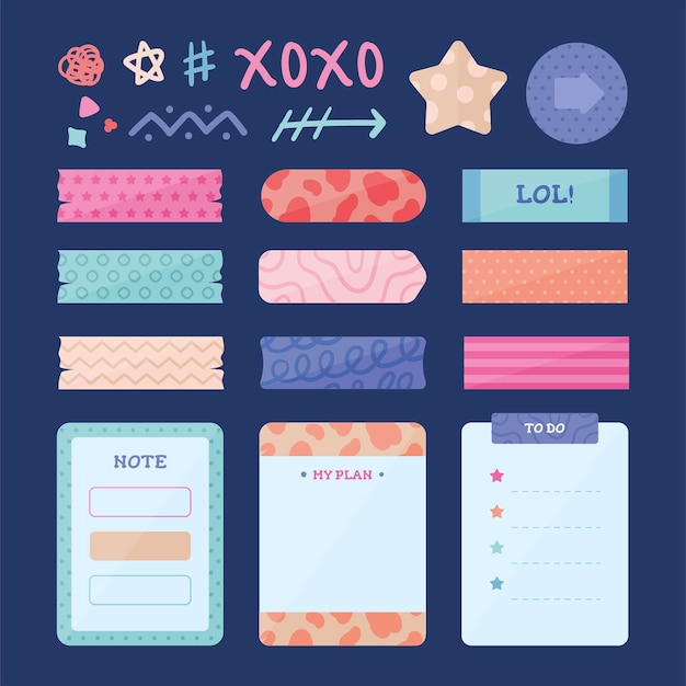 Gratis vector planner plakboek set