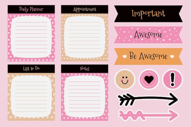 Gratis vector planner plakboek set